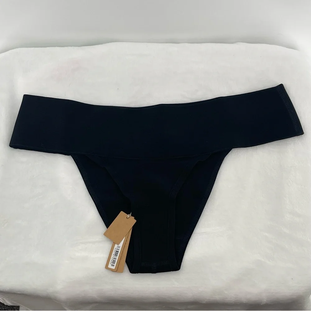 SKIMS Swim Knit NWT Onyx Cheeky Bikini Bottom 2x